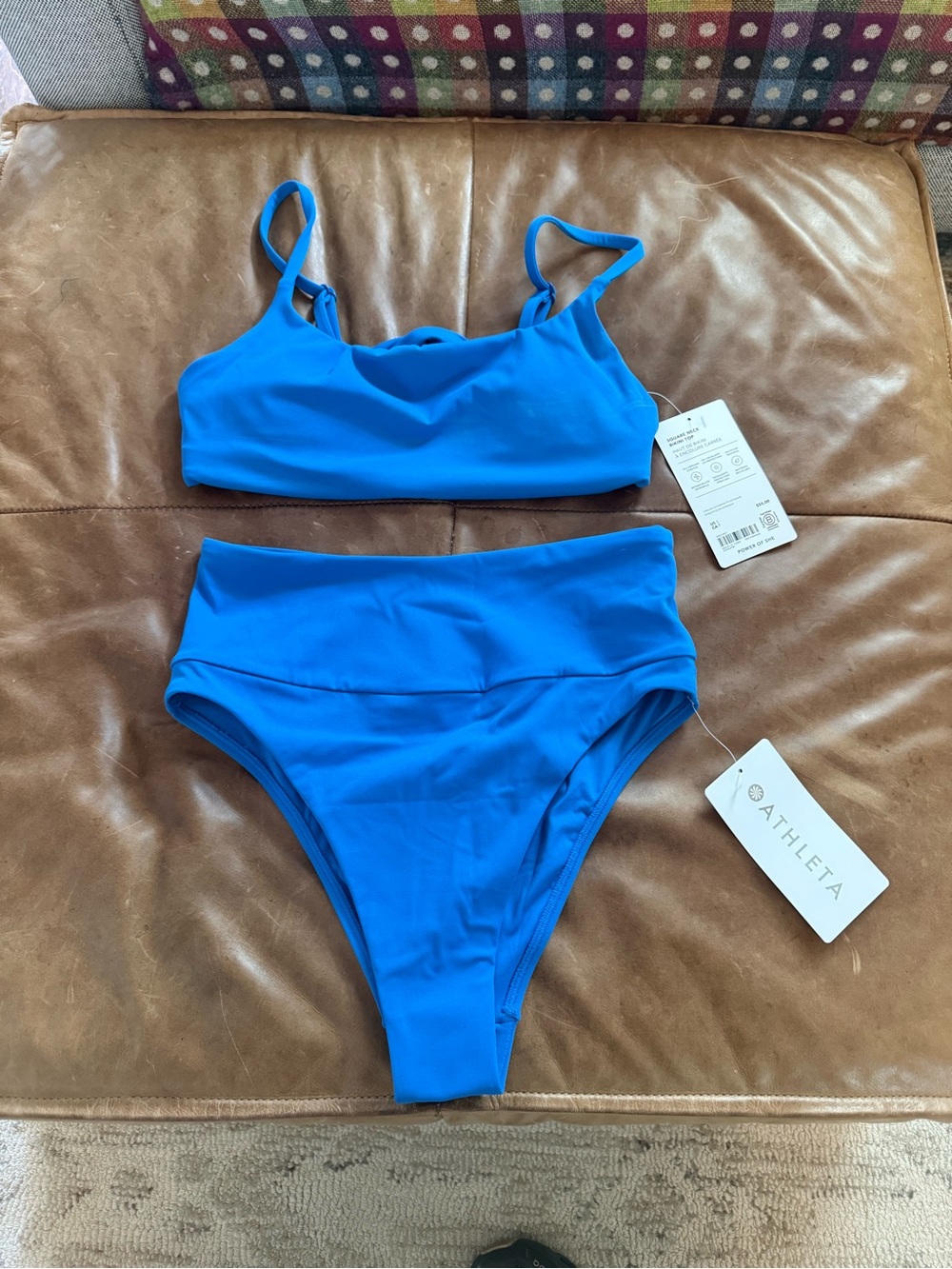 Athleta Bright Blue High-Waist Bikini Set